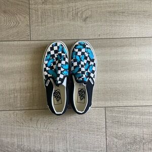 Vans Kids Slip-On Sneakers - Black and Blue Checkered